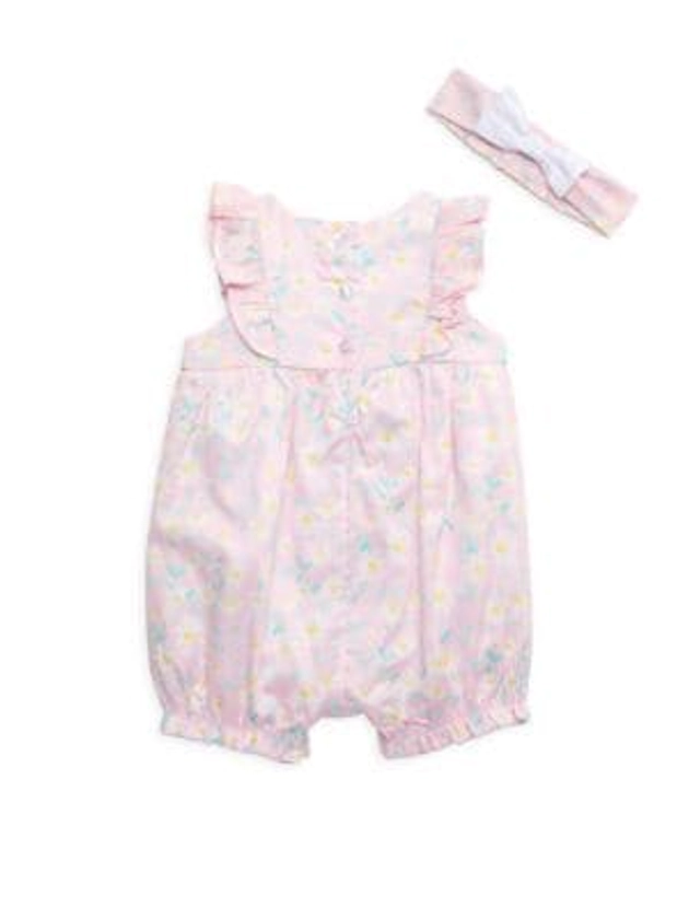 Baby Girl's Daisies 2-Piece Floral Romper & Hairband Set