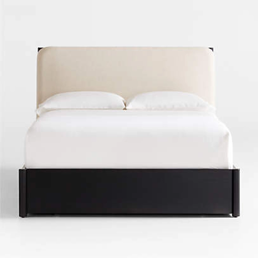 Casa Black Oak Wood Queen Storage Bed with Outlet + Reviews | Crate & Barrel