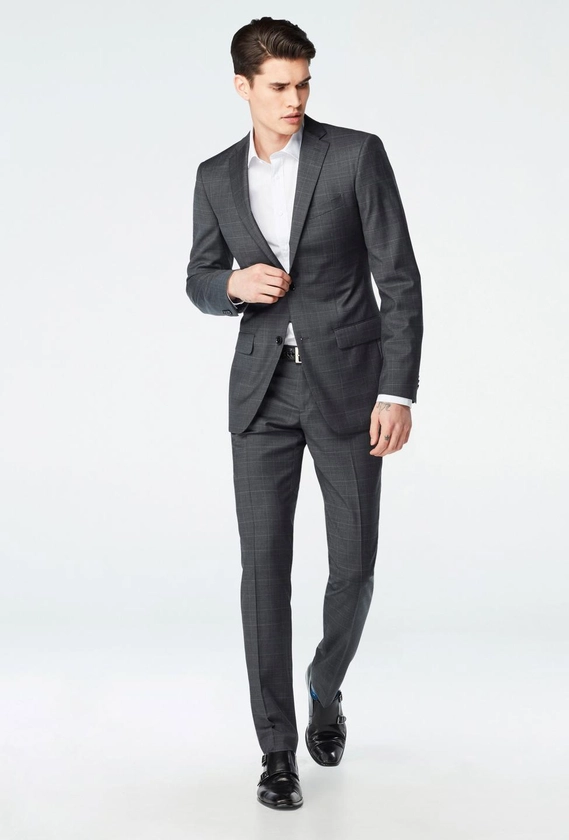 Custom Suits Made For You - Hemsworth Prince of Wales Charcoal Suit| INDOCHINO