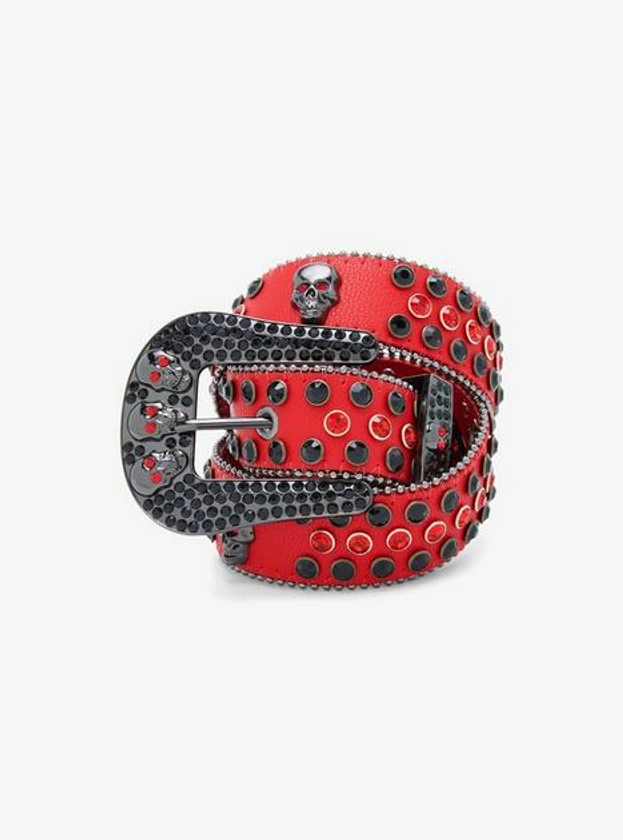 Red & Black Skull Bling Belt | Hot Topic