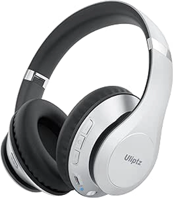 Amazon.com: Uliptz Wireless Bluetooth Headphones, 65H Playtime, 6 EQ Sound Modes, HiFi Stereo Over Ear Headphones with Microphone, Foldable Lightweight Bluetooth 5.2 Headphones (Silver) : Electronics