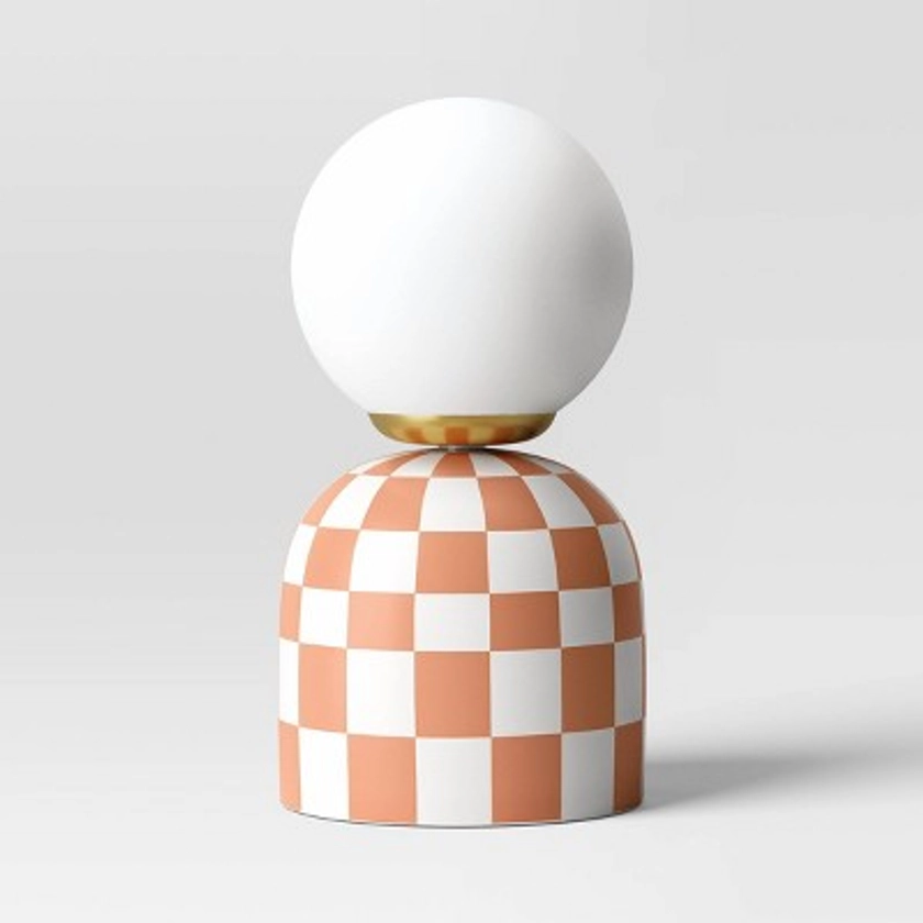 Checkered Ambient Globe Light Cosmic Rust - Room Essentials™: ETL Listed, Ceramic Base, No Assembly Required