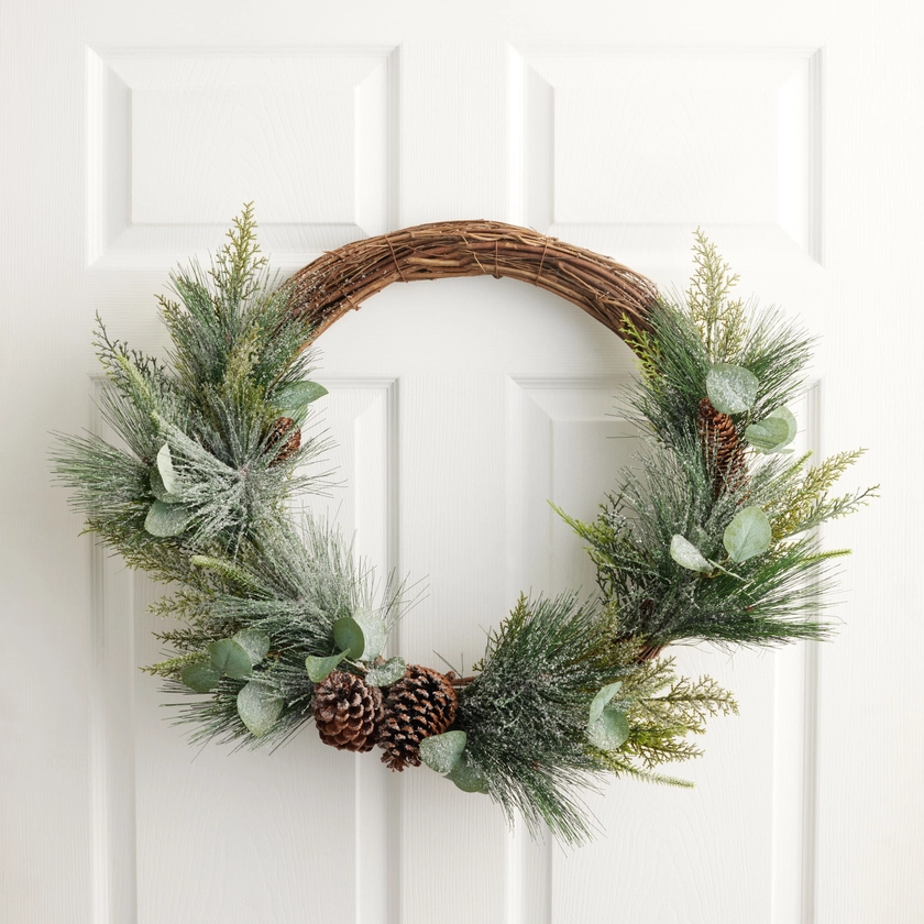 Large Frosted Faux Eucalyptus and Pine Wreath - World Market