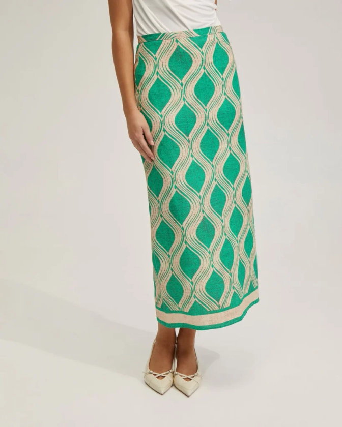 Grechen Linen Blend Printed Skirt