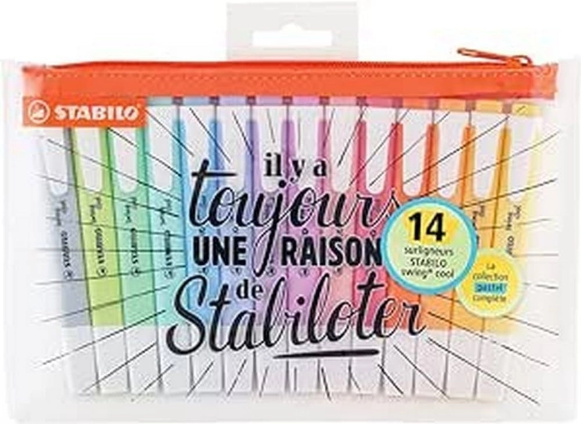 Surligneur STABILO swing cool pastel - Trousse x 14 surligneurs 100% pastel : Amazon.fr: Fournitures de bureau