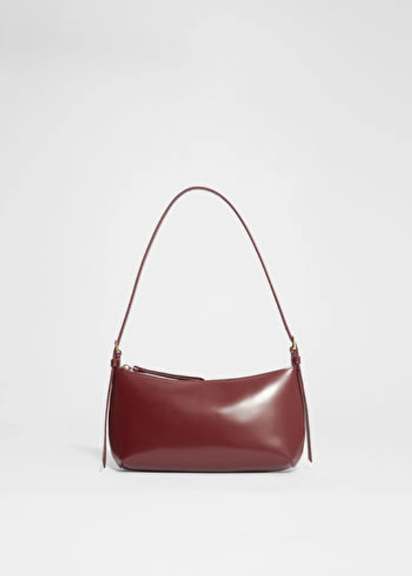 Glossed-Leather Shoulder Bag - Burgundy - & Other Stories PT