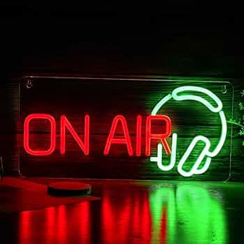 Dimmable ON AIR Neon Sign LED ON AIR Light Sign USB Powered Decoration Sign 16.5’’X7.9’’Bedroom Bar Club Man Cave Store Studio Party Wall Art Decoration（Red Green）