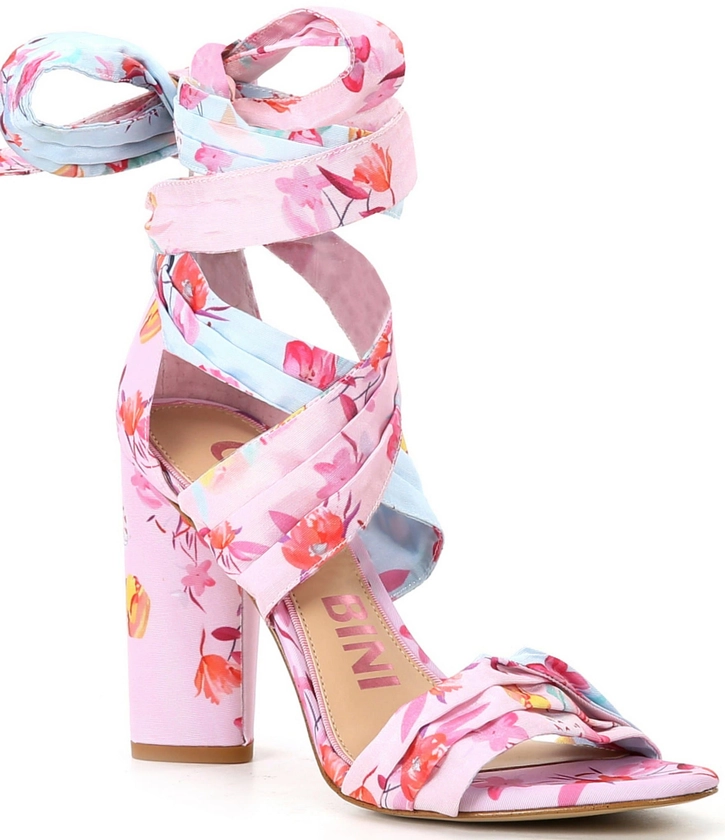 Gianni Bini Astraahh Floral Print Ankle Wrap Sandals | Dillard's