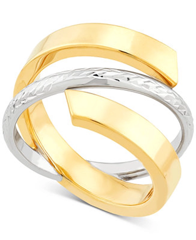 Macy's Crisscross Open Style Statement Ring in 10k Two-Tone Gold - Macy's