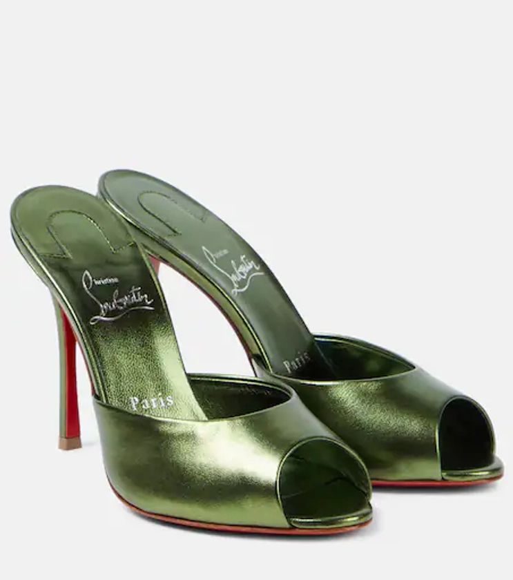 Mules Me Dolly 100 en cuir métallisé en vert – Christian Louboutin | Mytheresa