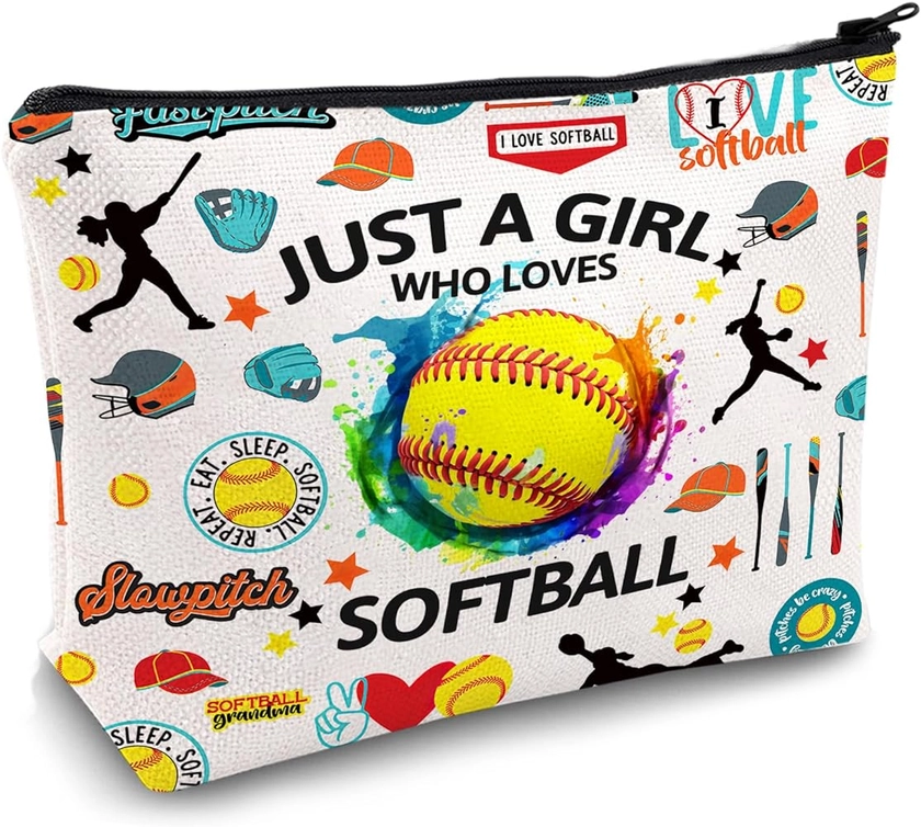 Softball Gifts Makeup Bag Valentine's Day Gifts for Softball Lovers Women Friend Christmas Birthday Gift Ideas