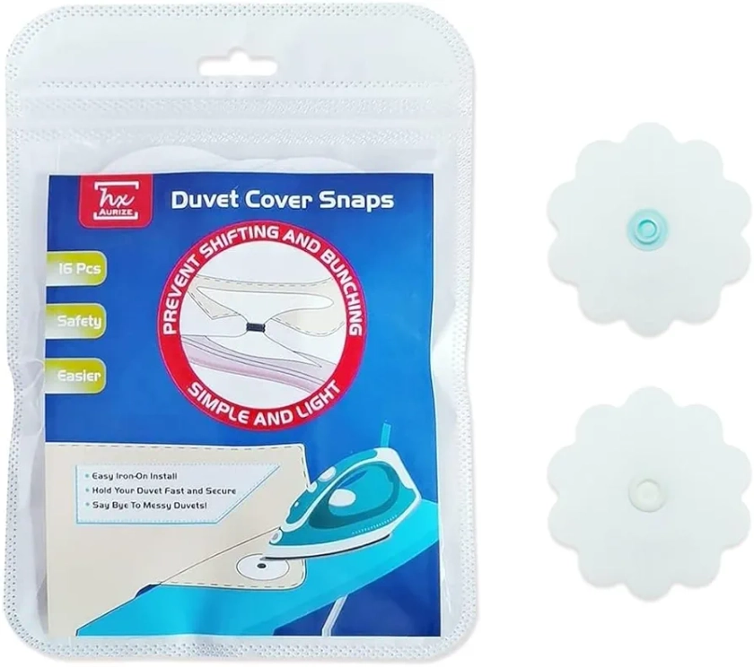 16 Pcs of HX AURIZE Duvet Snaps, Prevents Comforter from Shifting Inside Duvet Cover