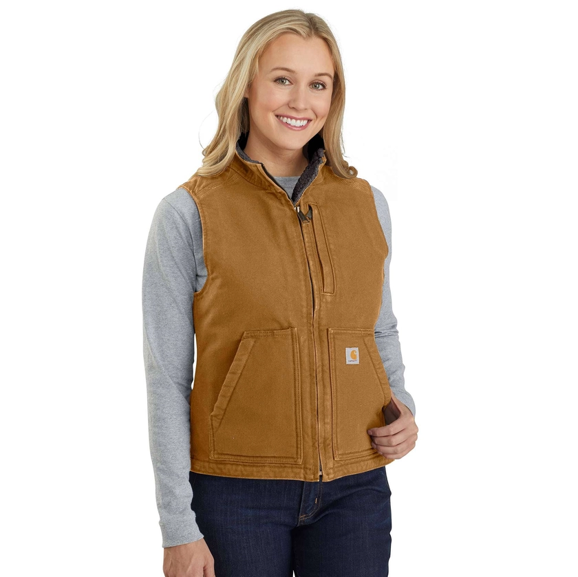 Women's Sherpa Lined Vest - Relaxed Fit - Washed Duck