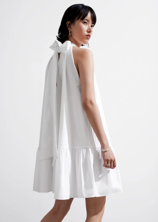 Bow-Detailed Mini Dress - White - & Other Stories NL