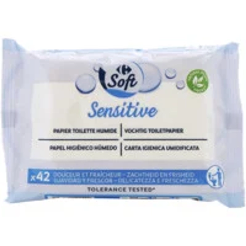 Papier toilette humide Sensitive CARREFOUR : le paquet de 42 à Prix Carrefour