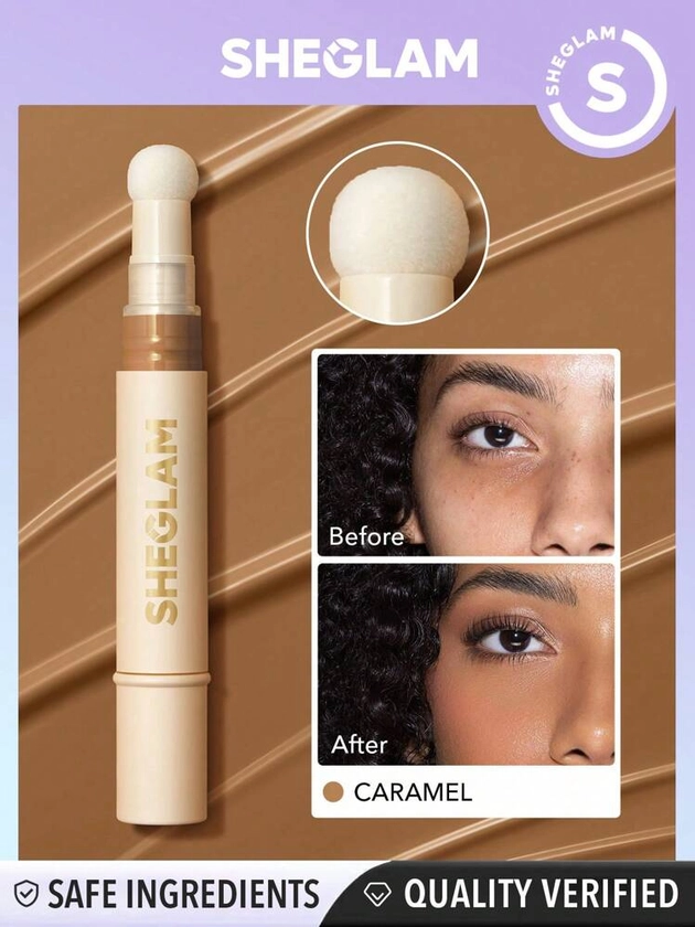 SHEGLAM Complexion Boost Concealer-Caramel Sponge-Head Applicator Matte Liquid Concealer Long Lasting Brightening Color Corrector Weightless All-Day Long Lasting Hydrating Concealer Black Friday Winter Concealer