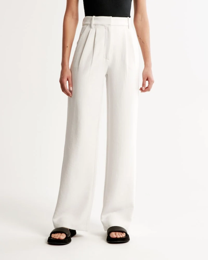 White Wide-Leg Tailored Pants
