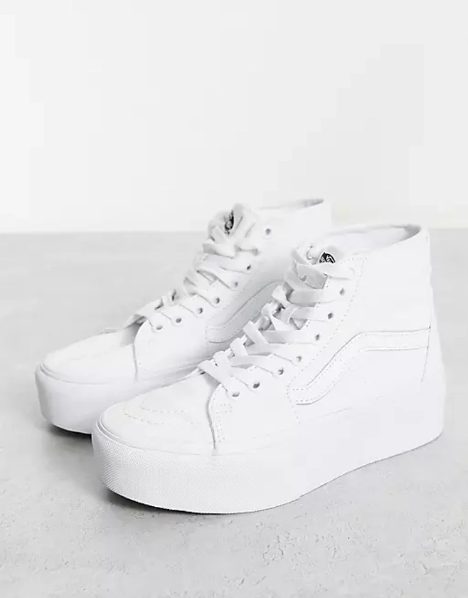 Vans Sk8-Hi Tapered Stackform platform sneakers in white | ASOS