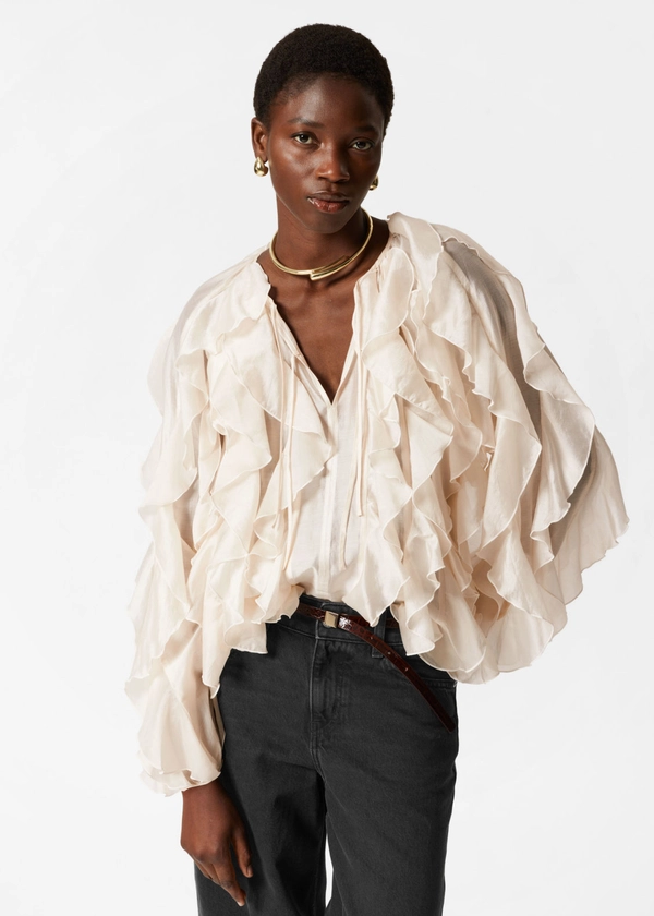 Cascading Ruffle Blouse