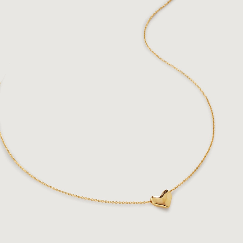 Gold Vermeil Heart Chain Necklace Adjustable 41-46cm/16-18'