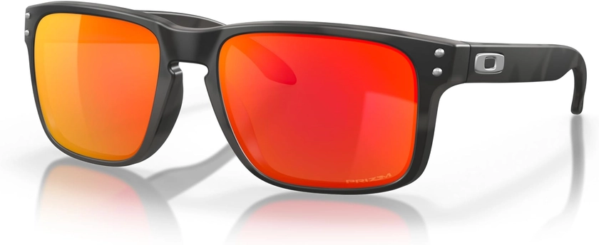 Oakley Holbrook, Lunettes de Soleil Homme, Noir Mat/Rouge-Effet Miroir, Taille Unique