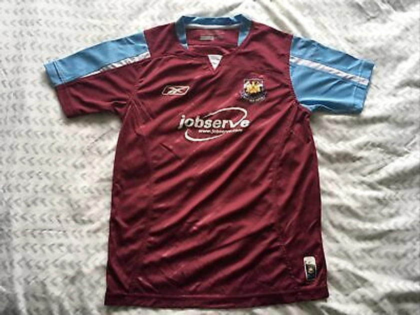 West Ham UTD Football Shirt Retro Reebok Jobserve 05/6 Junior Large 30/32 Youth | eBay