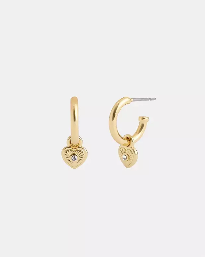 COACH® Outlet | Heart Charm Huggie Earrings