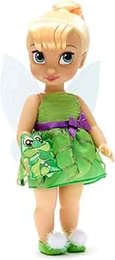 Disney Store Poupée Fée Clochette, Collection Animator, Peter Pan, 39 cm / 15" avec Chevelure réaliste et Tenue, Peluche Tic-Tac en Satin, poupée pour Les Enfants de 3 Ans et Plus.