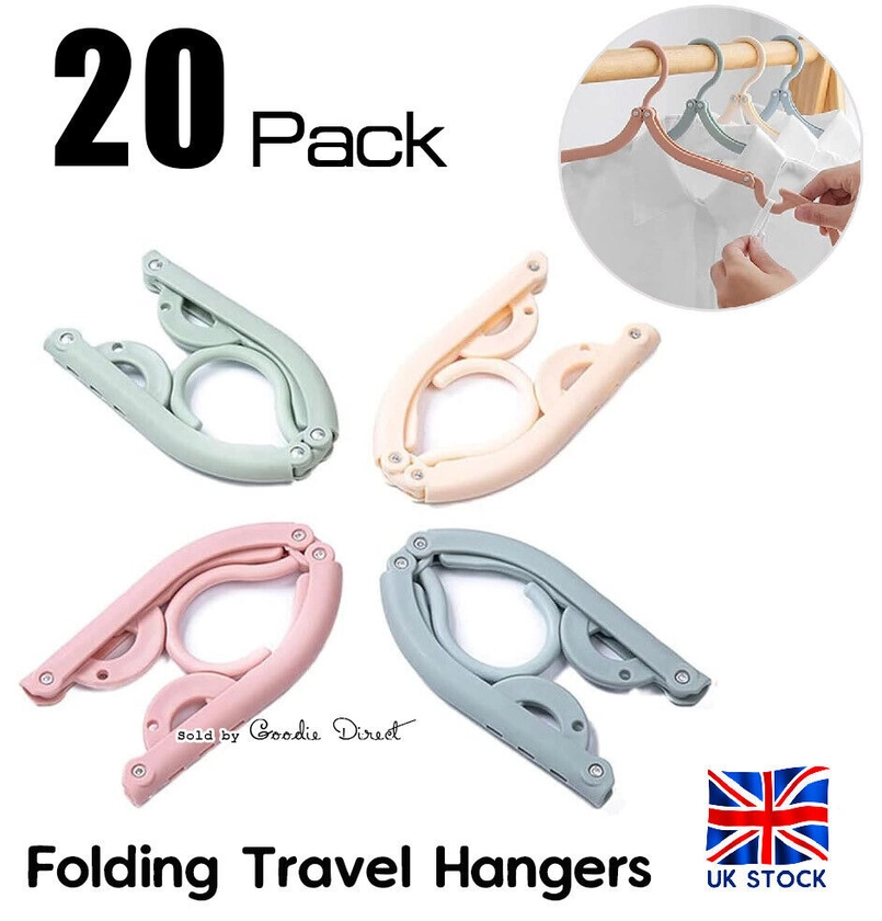 20 Pack, Space Saving Plastic Folding Clothes Hangers Travel Portable &amp; Foldable