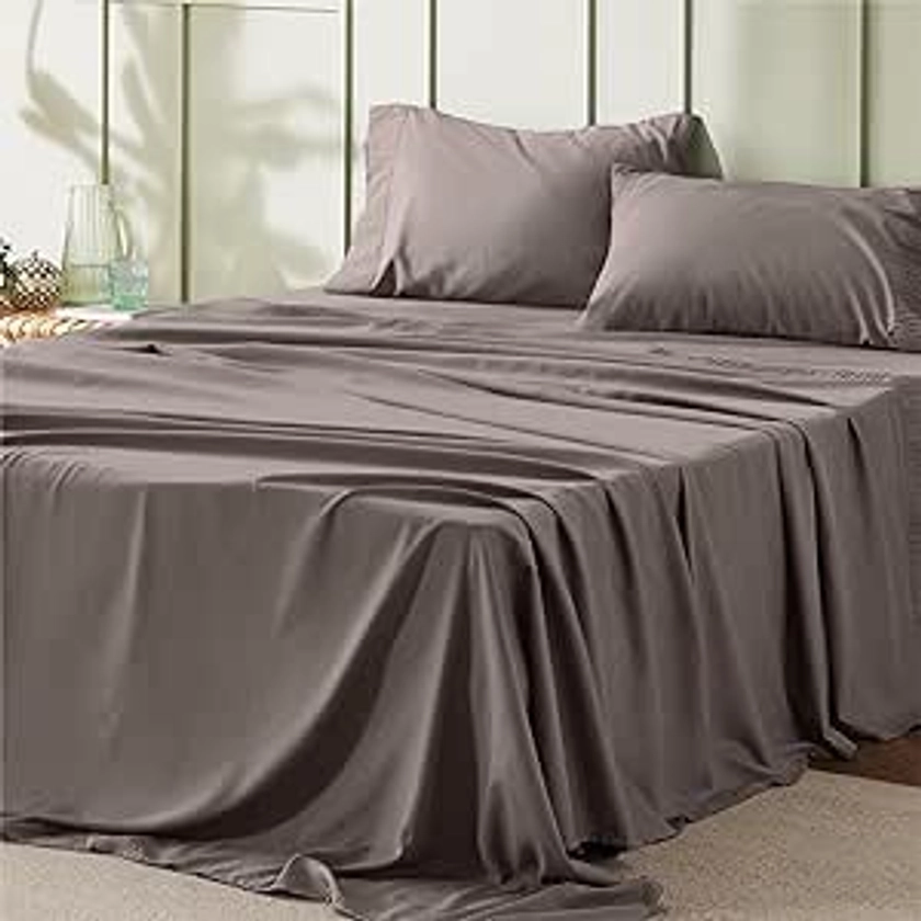 Amazon.com: Bedsure Full Size Sheet Sets - Soft Sheets for Full Size Bed, 4 Pieces Hotel Luxury Taupe Sheets Full, Easy Care Polyester Microfiber Cooling Bed Sheet Set : Home & Kitchen