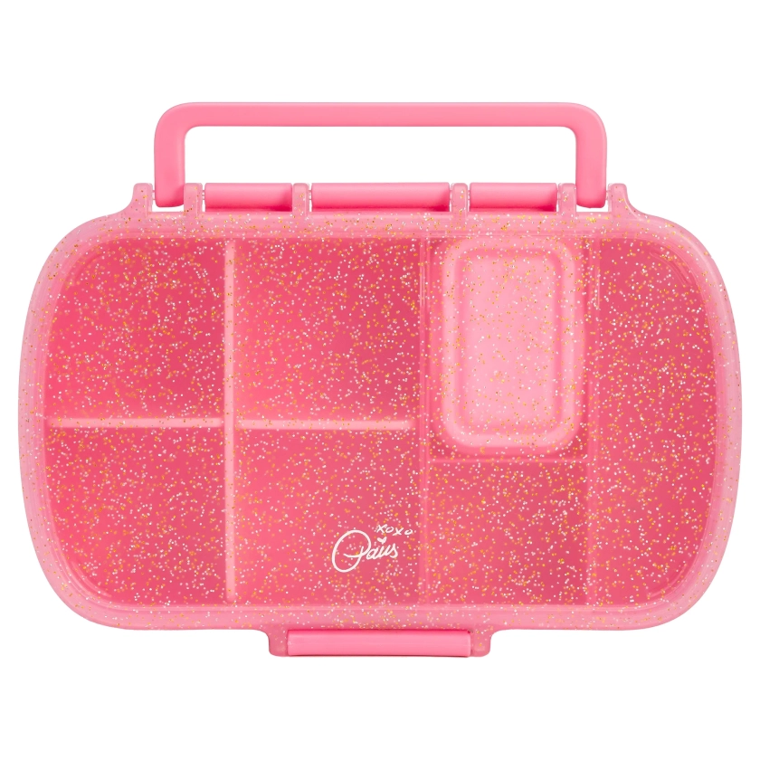 Paris Hilton Plastic Bento Box, Glitter Infused Lid, Customizable Compartments, Pink