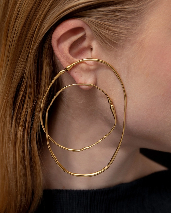 Hope Double Hoop Earrings, Gold Plated