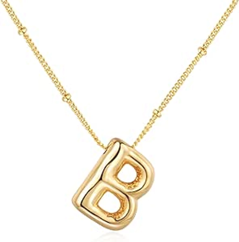 Amazon.com: Qyalie Bubble Letter Necklace Balloon Initial Necklaces for Women Girls Dainty Alphabet Pendant 14K Gold Plated Puffy Name Personalized Jewelry Gift (B) : Clothing, Shoes & Jewelry