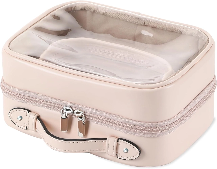 Amazon.com: Veki Transparent Makeup bag Double Travel Cosmetic bags Case Waterproof Toiletries Bag Large Capacity Open Storage bag Organizer for Women and Girls (Large Pink) : Beauty & Personal Care
