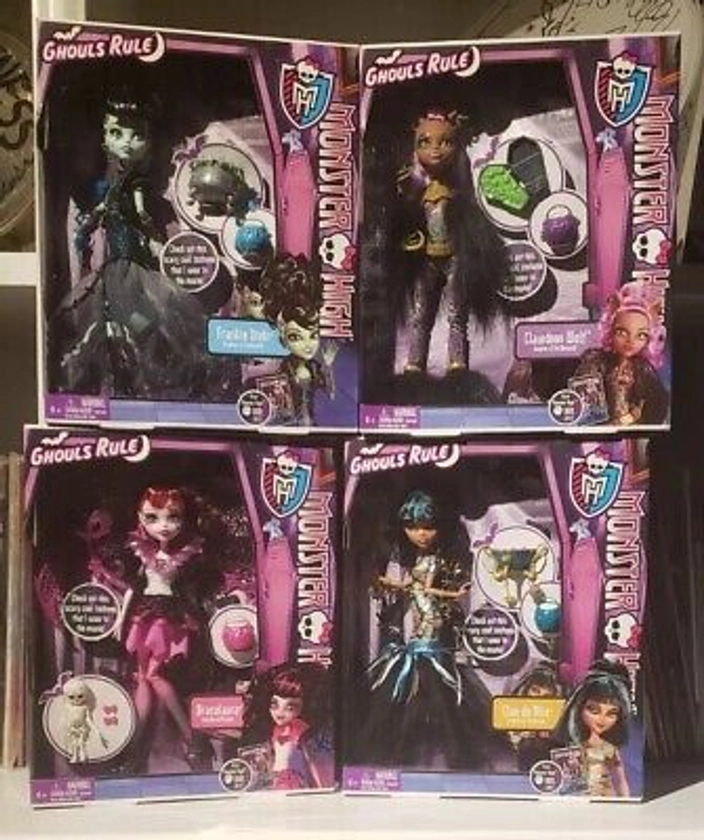 4 Monster High Doll DRACULAURA Ghouls Rule Mattel 2012 New CLEO FRANKIE CLAWDEEN