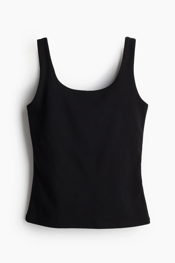 Sports vest top in SoftMove™ - Deep neckline - Sleeveless - Black - Ladies | H&M GB