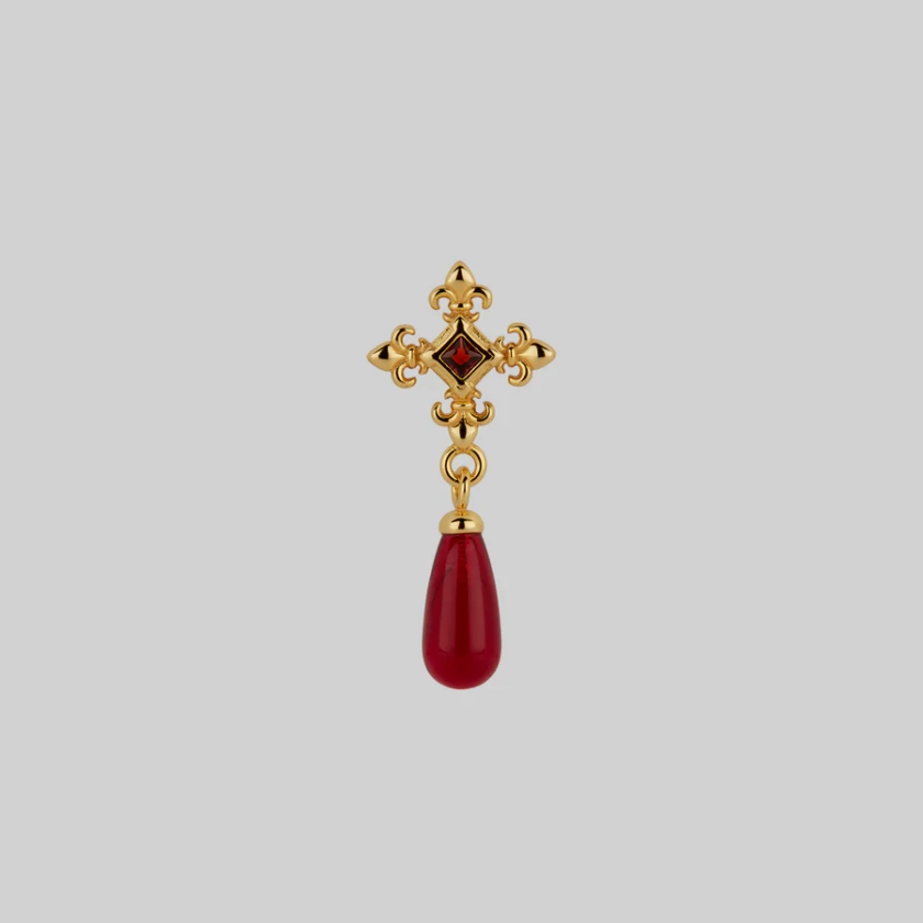 CRIMSON. Medieval Garnet Stud Earring - Gold