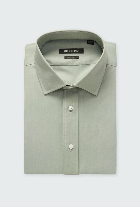 Men's Custom Shirts - Hailey Cotton Stretch Light Sage Shirt | INDOCHINO