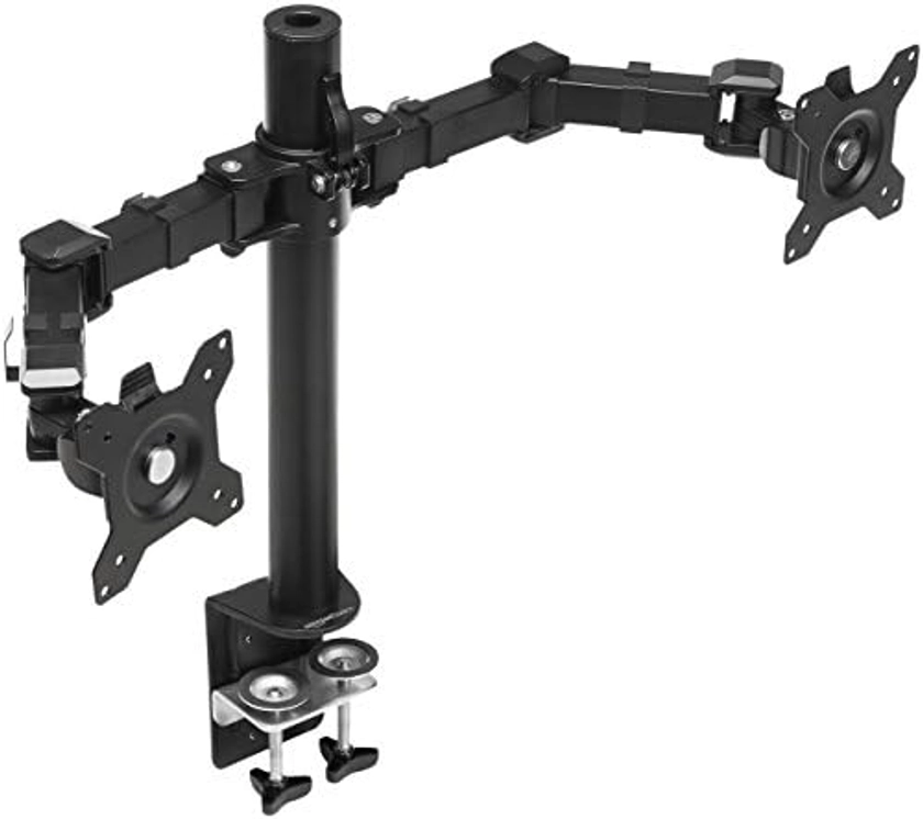 Amazon Basics Dual Monitor Stand - Height-Adjustable Arm Mount, Steel