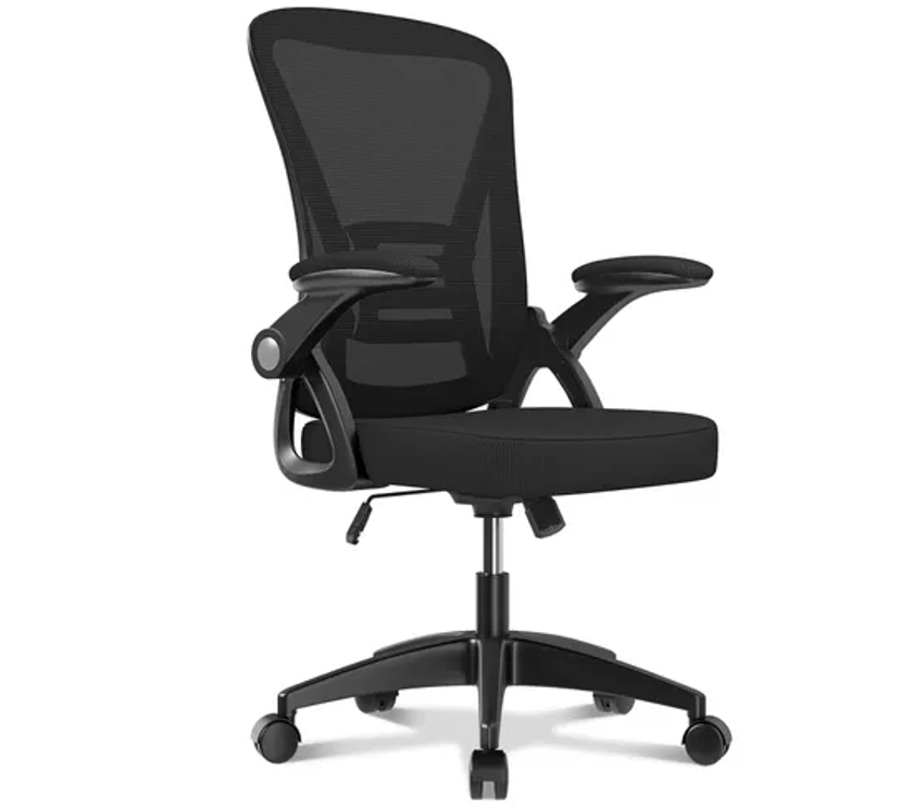 Fauteuil De Bureau Ergonomique Avec Accoudoir Rabattable - Noir - Chaise - Fauteuil bureau BUT