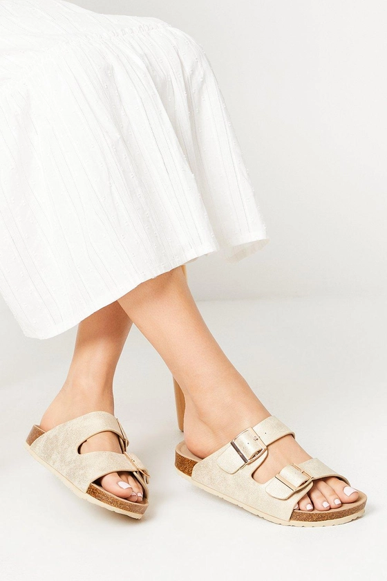 Sandals | Good For The Sole: Wide Fit Asha Two Part Buckle Sliders | Good For the Sole