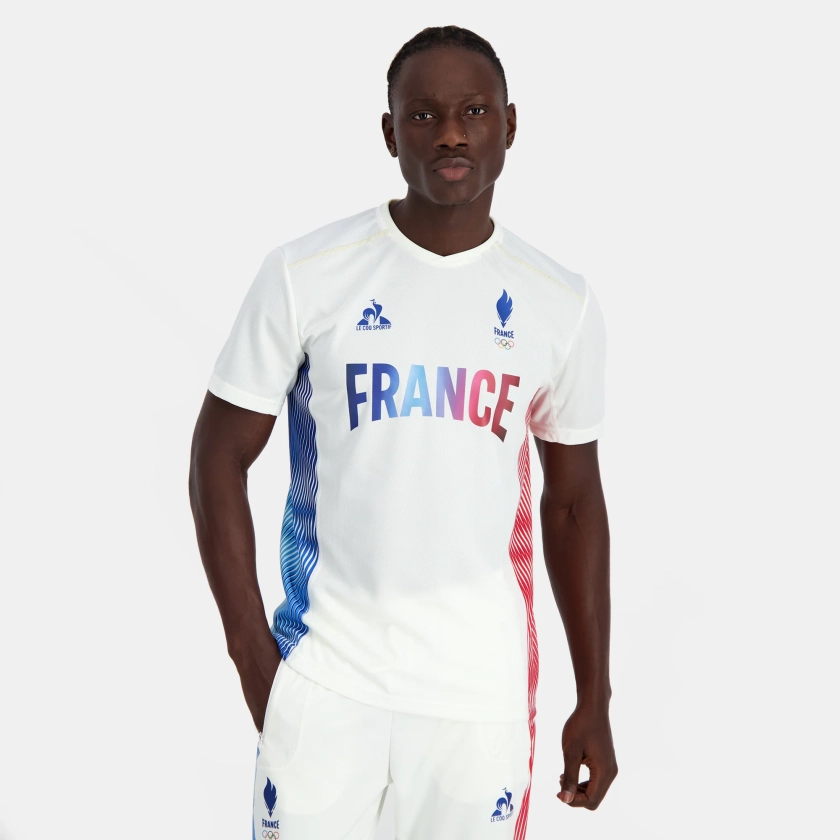 Équipe de France Olympique | Paris 2024 2410075-O TRAINING Tee SS N°1 M marshmallow | Maillot training officie