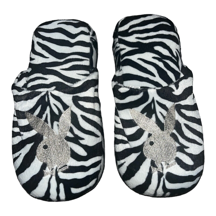 y2k Playboy Bunny Zebra Slippers