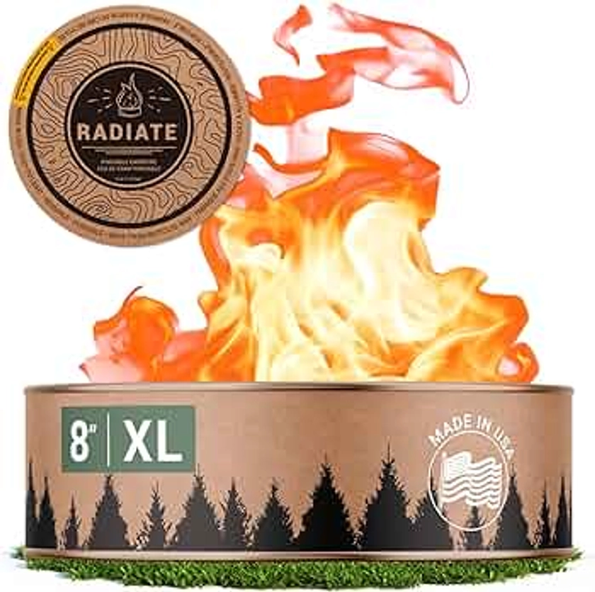 Radiate XL 8" Portable Campfire As Seen On Shark Tank - Up to 5 Hours of Burn Time - Reusable Travel Fire Pit for Camping, Patios, and Beach Days - Great Alternative to a Real Fire - Made in USA