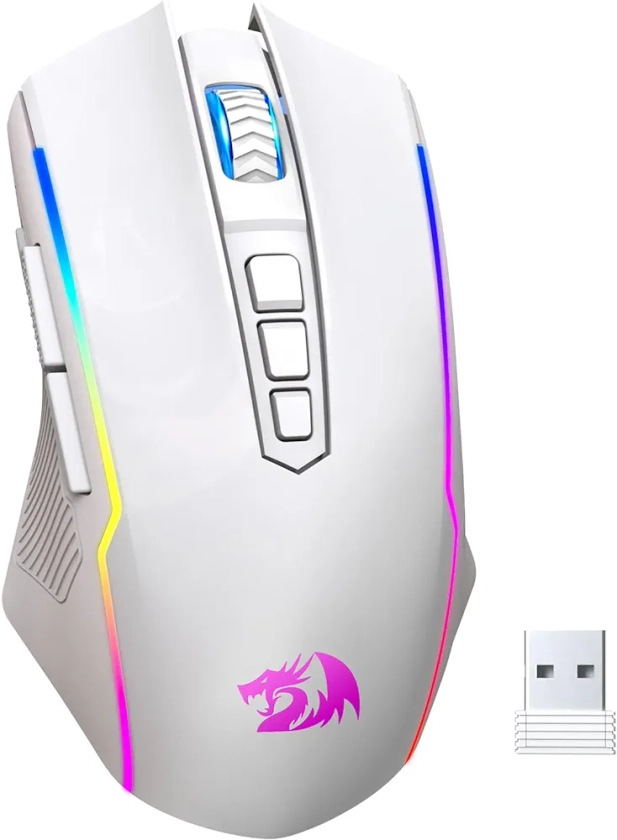 Redragon Mouse para jogos sem fio, Tri-Mode 2.4G/USB-C/Bluetooth Mouse Gaming, 10000 DPI, retroiluminação RGB, totalmente programável, mouse de computador sem fio recarregável para laptop, PC Mac, | Amazon.com.br