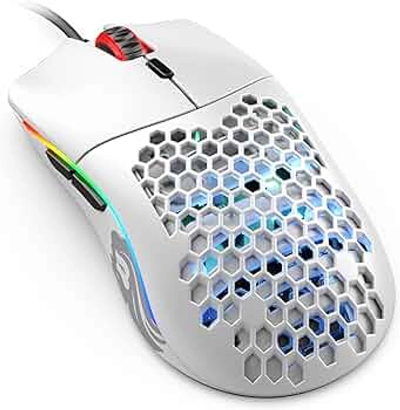 Glorious Gaming Model O Wired Gaming Mouse 67g Superlight Honeycomb Design, RGB, Pixart 3360 Sensor, Omron Switches, Ambidextrous - Matte White (RENEWED)