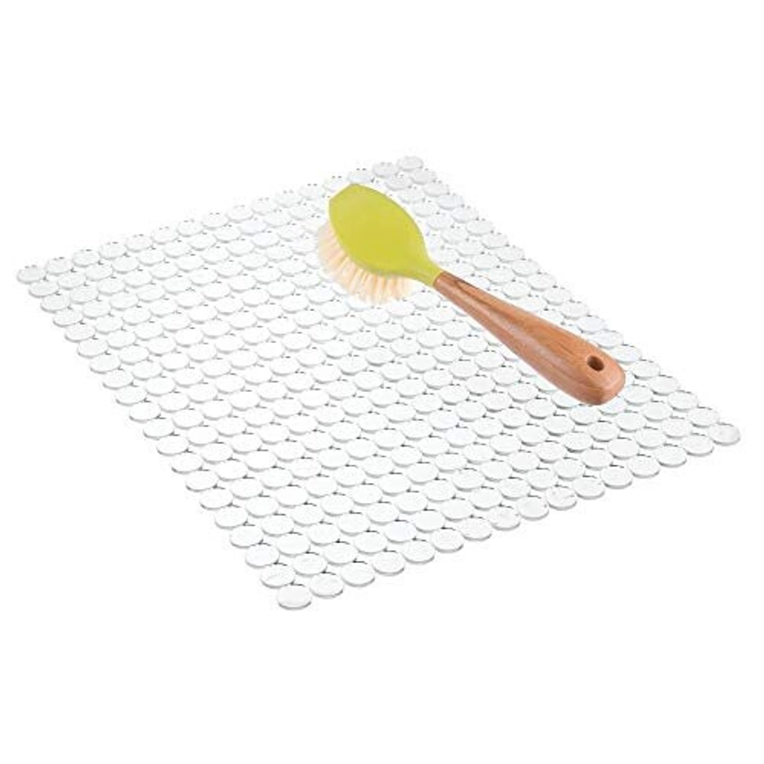 iDesign Orbz Sink Mat, Large Plastic Non-Slip Sink Mat, Dish Draining Mat, Clear on OnBuy