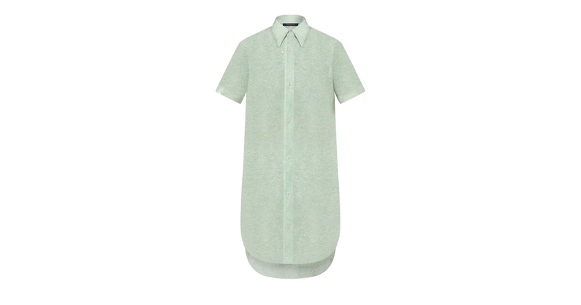 Les collections de Louis Vuitton : Robe chemise transparente en dentelle à sequins