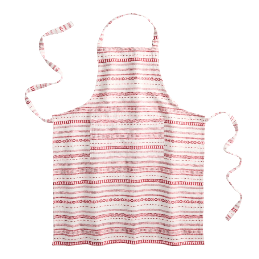 White and Red Fair Isle Jacquard Apron - World Market