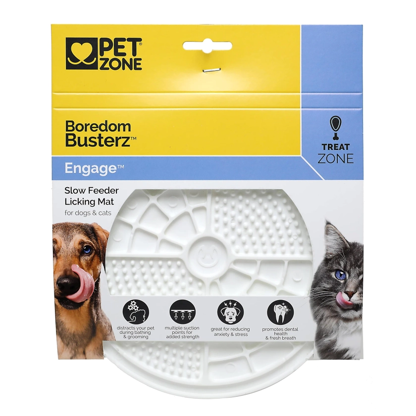 Boredom Busterz White Engage Licking Mat for Pets, 8" L X 0.25" W X 8" H | Petco